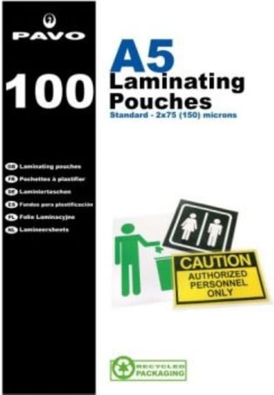 PAVO - A5 Lamineersheets - 2 x 75 microns - 25 stuk
