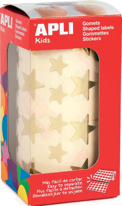 Apli Kids stickers op rol | ster | 2360 stuks | metallic goud