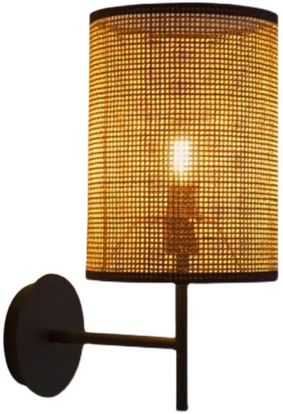 Wandlampen, wandlampen met stekker, rotan lampenkap, wandlamp met stekker en dimschakelaar, rustieke boho wandlampen voor slaapkamer, woonkamer en hal.