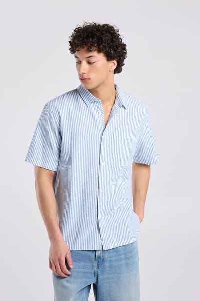 America Today Ido White/blue Maat: L | Casual Overhemden Outlet | Heren | Blauw