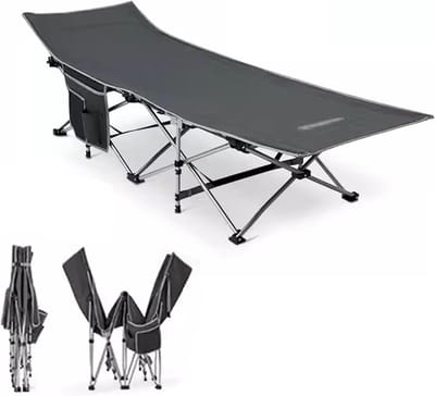 Opvouwbare campingwieg - Draagbaar slaapbed - Buitenreizen kamperen - Stevig stalen frame - 190x67x48cm - Zwart