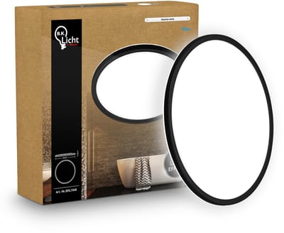 B.K.Licht Shallow - LED Badkamerlamp Plafonniere - paneel plafondlamp - badkamerverlichting met neutraal wit licht - IP44 - Ø42 - zwart