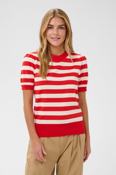 Saint Tropez MilaSZ SS Block Stripe Pullover Dames Trui - Valiant Seedpearl Block Stripe