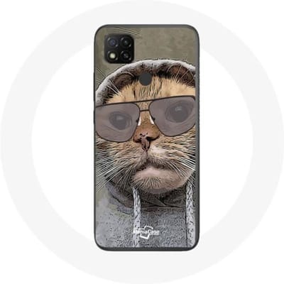 Xiaomi Redmi 9C hoesje Kat met grappige fotokap Dieren
