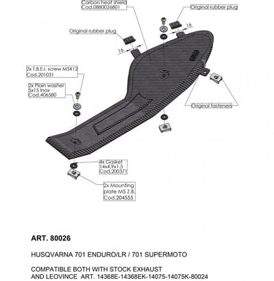 Protection pot d échappement Leovince pour Moto Husqvarna 690 701 Enduro 2016 à 2023 Neuf