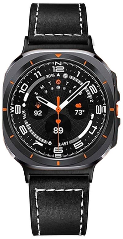 Leren bandje - geschikt voor Samsung Galaxy Watch Ultra (47mm) / Ultra 2025 (47mm) - zwart
