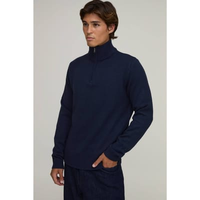 Normale Pasvorm 1/4 Rits Gebreide Trui | Navy | Size XS