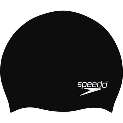 Speedo Plain Moulded Silicone Junior Badmuts Kinderen - Zwemmuts Kind - 100% Silicone - Beschermt tegen Chloor - Ergonomisch 3D Design - Trekt niet aan het Haar - Zwart - One size