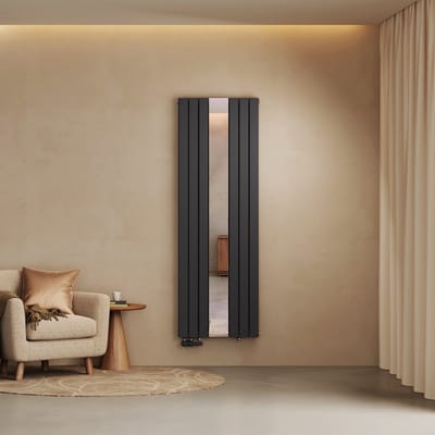 EMKE Radiator met Spiegel - Dubbele Laag - Plat Vertical - 180x60 cm - 1788 W - Centrale Verwarming - Luxe Serie - Mat Antraciet