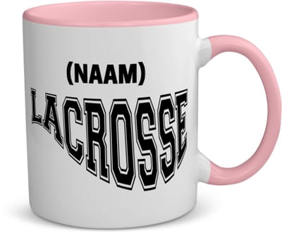 Akyol - lacrosse met eigen naam koffiemok - theemok - roze - Sport - lacrosse - sport - 350 ML inhoud