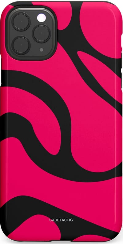 Casetastic hoesje geschikt voor Apple iPhone 11 Pro Max - Dubbellaagse bescherming - Zwart Roze Mamba Golven - Fashion Case - Roze Zwart
