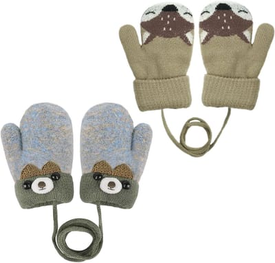 Thermische winterhandschoenen voor kinderen - 2 paar warme fleece wanten voor jongens en meisjes van 0-3 jaar, winddicht en ideaal voor koude dagen