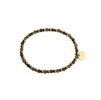 FlowJewels - armband - staal - cats eye - goudkleurig - elastisch