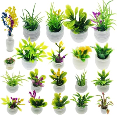 Miniatuur Poppenhuis Planten Set - 20 Stuks Kunstplanten en Succulenten voor Decoratie van Poppenhuis Tuinen en Interieurs