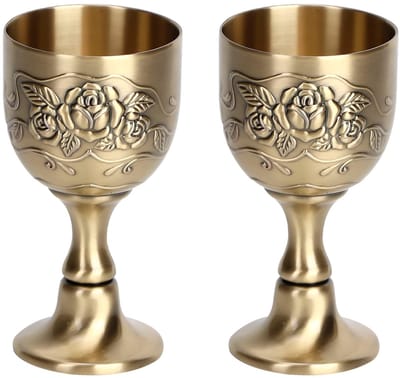 Dailygoods- Kelk Vintage Wijnbeker - Mini Koper - Decoratie - Hoogte 8 cm - Kaliber 4 cm - Voor Whisky/Wodka/Likeur