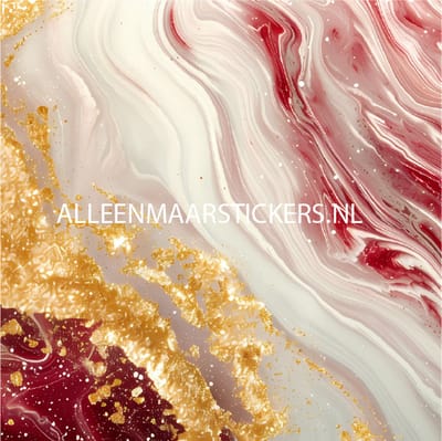 15 tegelstickers marmer rood met goud 15cm x 15cm - backsplash - peel and stick - plakfolie - voor badkamer, keuken of toilet - zelfklevend