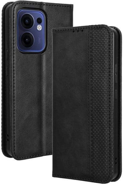 Coverup Hoesje - Geschikt voor OPPO Reno13 F / FS 5G Hoesje - Coverup Vintage Style Book Case - Zwart