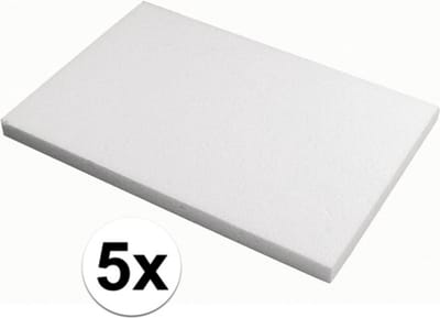 Rayher Piepschuim schijf/schijven - 5x - wit - 20 x 30 x 2 cm - hobby figuren artikelen - vormen