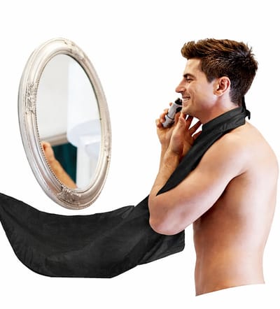 Baardschort | Scheerschort | Baard Verzorging | Baard Accessoires | Beard Cape | Haar Opvangen Tijdens Scheren | Met Zuignappen | 75 x 110 CM I Zwart