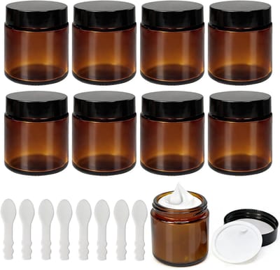 Glazen potjes met deksel - Bruin - 100 ml - Glazen Cosmetica Containers met Lekvrij Binnendeksel - Voor Huidverzorging