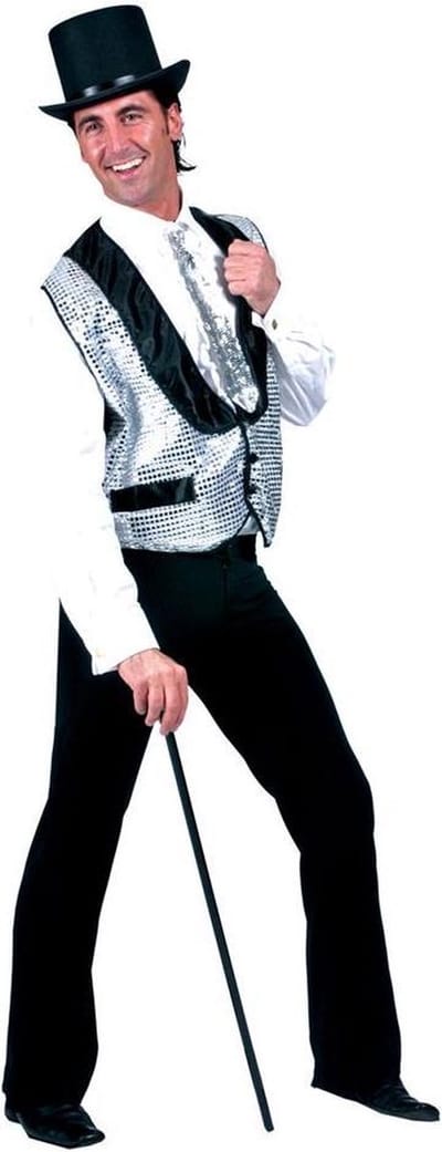 Vest Pailletten | Zilver | Maat 48-50 | Verkleedkleding | Carnavalskleding