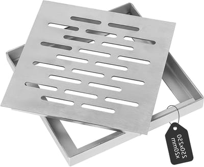 Vloerafvoer Roestvrijstaal - Afvoerrooster Vierkant - Water Effectief Afvoeren - Antislip Oppervlak - 250 x 250 mm - Zilver