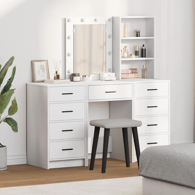 vidaXL - Kaptafel - 3 - st - Wit - 40 - x - 41 - x - 135 - cm - Bewerkt - hout