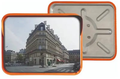 Verkeersspiegel rechthoekig - oranje - RVS materiaal | 60 x 45 cm