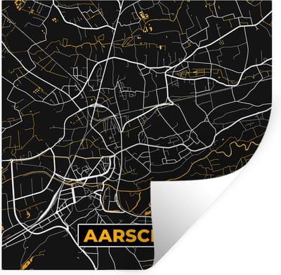 Muurstickers - Sticker Folie - Stadskaart - Aarschot - Plattegrond - Kaart - Goud - 100x100 cm - Plakfolie - Muurstickers Kinderkamer - Zelfklevend Behang XXL - Zelfklevend behangpapier - Stickerfolie