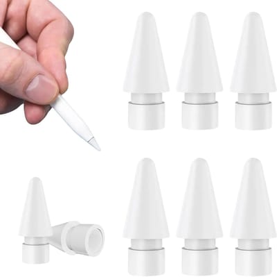 Set van 6 Vervangingen voor Apple Pencil, Compatibel met 1e en 2e Generatie, Premium Accessoires voor iPad, Eenvoudige Installatie en Vullingen