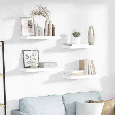 vidaXL - Wandschap - zwevend - 50x23,5x3,8 - cm - MDF - hoogglans - wit