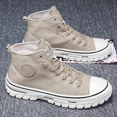 Heren High Top Sneakers Nieuwe Canvas Schoenen Mode Heren High Top Casual Skateboarden Gevulkaniseerde Schoenen Merk Comfort Sneakers 41 kaki
