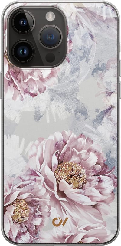 Hoesje geschikt voor Apple iPhone 14 Pro Max - Floral Print - - Beige - Apple - Casevibes