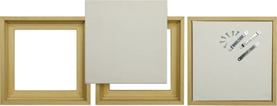 Drieluik; 3 houten baklijsten (kaders) naturel (overschilderbaar) met GRATIS katoenen doeken 30 x 40 cm