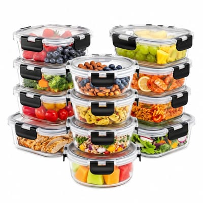 Ceruzo Meal Prep Bakjes Glas – 12 Stuks – Vershoudbakjes – Luchtdicht – Oven Magnetron Vriezer