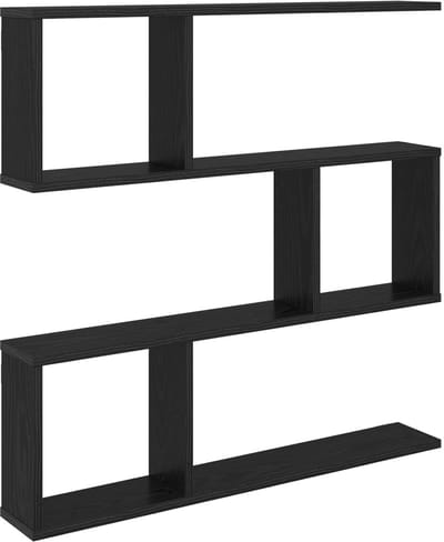 vidaXL - Wandplank - Zwart - eiken - 80 - x - 12 - x - 79,5 - cm - Bewerkt - hout