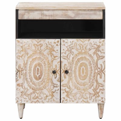 vidaXL - Dressoir - met - opslag - Wit - 60 - x - 33,5 - x - 75 - cm - Massief - Mango - Hout
