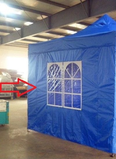 Zijwand Easy Up 4 mtr met raam kleur blauw