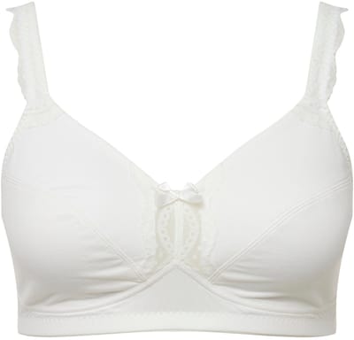 Ulla Popken - Dames - Softbeha kanten detail zonder beugels - Sneeuwwit - Maat 100C