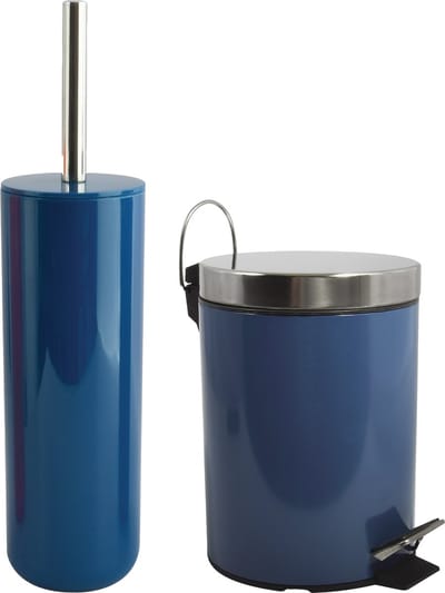MSV Toiletborstel in houder 38 cm/pedaalemmer 3L set Moods - Kunststof/metaal - blauw