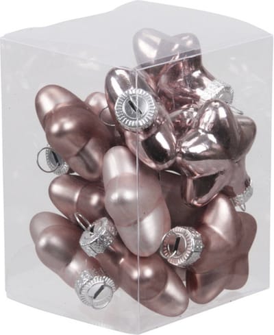 Othmar Decorations Kerstornamenten - sterren - 12x st - oudroze - 4 cm - glas - kerstversiering