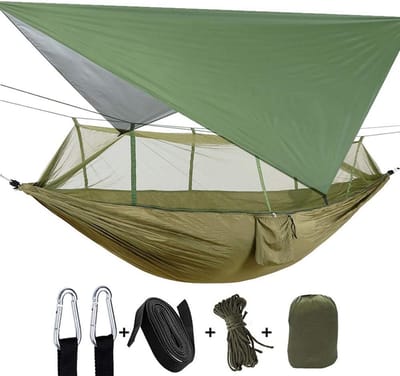 Kampeerhangmat met muggennet - Dubbele hangmat Tent hangmat - Buiten relaxen - Waterdicht en ademend - 260 x 140 cm
