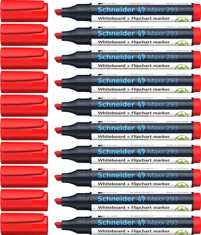 Schneider whiteboardmarker - Maxx 293 - beitelpunt - rood - 10 stuks - voor whiteboard en flipover - S-129302-10