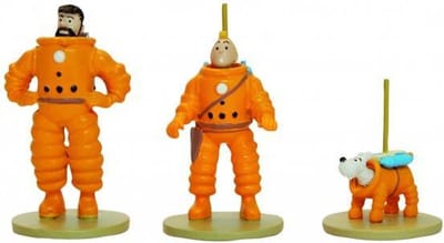 Kuifje - Mannen op de maan Trio - set van 3 metalen minifiguurtjes