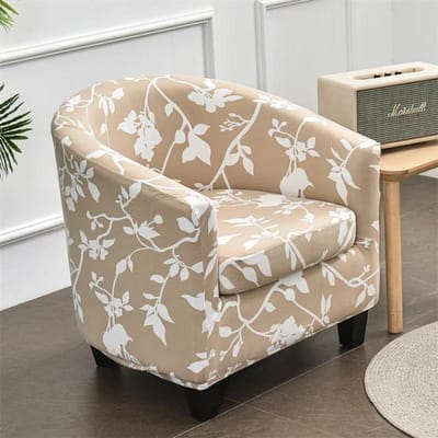 Elastische Clubbankhoes Geometrisch Split Stijl Kuipstoelhoes Stretch Spandex Bank Fauteuilhoezen met Kussenhoes Thuis beige
