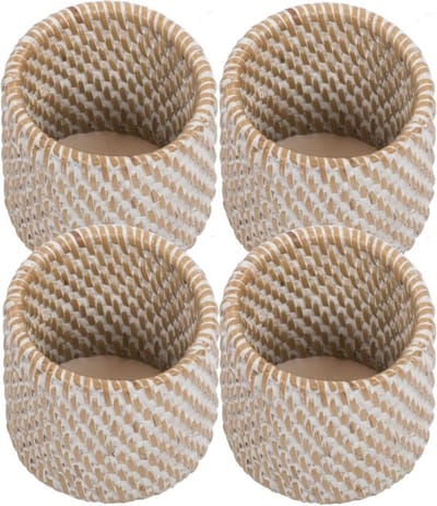 Servetringen Rotan - SET/8 - 4,5x5 cm, wit