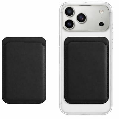 VOWLUX Compatible Magnetische Pasjeshouder Zwart – Creditcard Kaart Portemonnee – Geschikt voor iPhone 12/13/14/15/16/17 (Mini/Pro/Max/Plus/Air) – PU Leer Luxe – Extra Sterk 24 Magneten – Max 3 Kaarten – Geschikt voor MagSafe Hoesjes