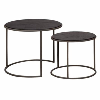 Tower Living Bijzettafel Spello - Rond Grijs Hout - Ø55x45cm