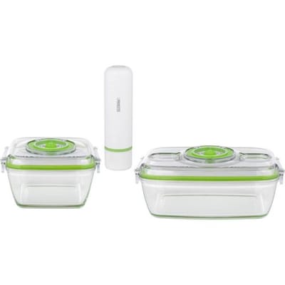 Princess 492985 Vershoudbakjes - Vacuüm Sealer Set – 2 glazen oven- en vershoudschalen met twee kunststof deksels - Elektrische vacuümpomp