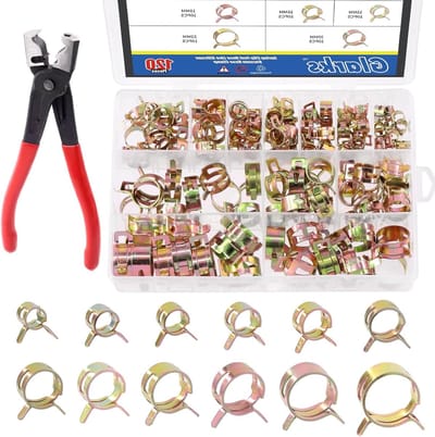 121-delige Assortiment van 12 Maten 7-12mm Veer Type Clips voor Brandstof, Silicoon en Vacuüm Slangen met Clic-R Slangklem Pliers en Klemmen voor Lage Druk